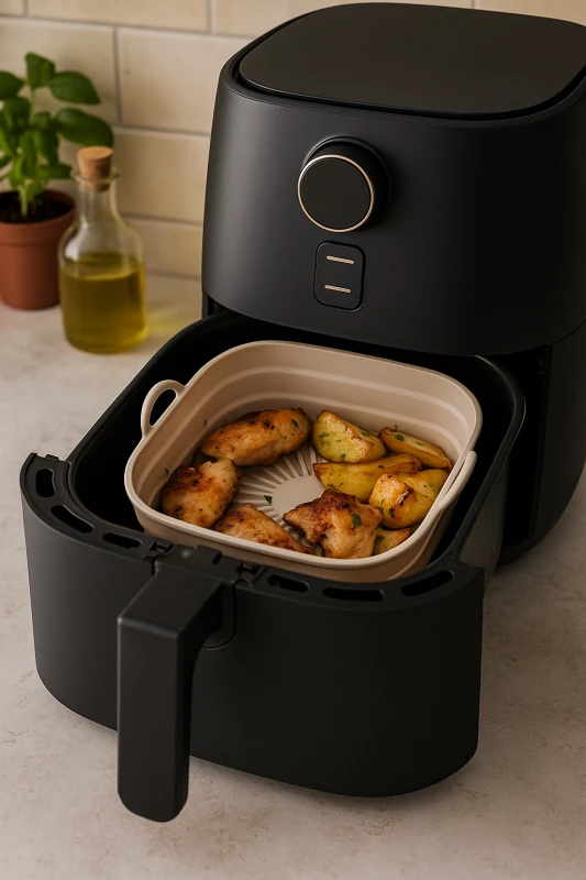 Sylikonowa kwadratowa forma do frytkownicy beztłuszczowej 20 cm | Porcello Air Fryer #4