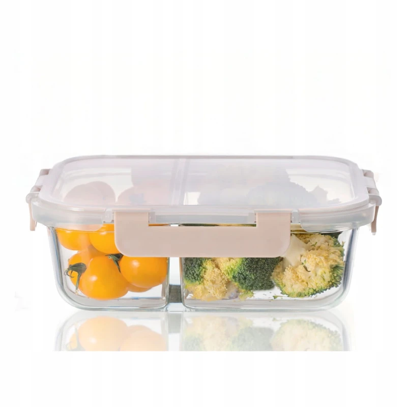 Szklany hermetyczny pojemnik z przegródką - lunch box  1000 ml | Porcello Fresh