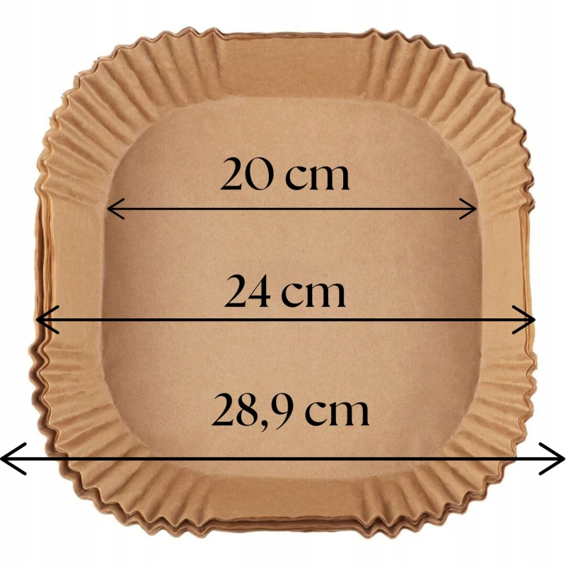 Kwadratowy papier do pieczenia w frytkownicy beztłuszczowej 24 cm, 100 szt. | Porcello Air Fryer #3