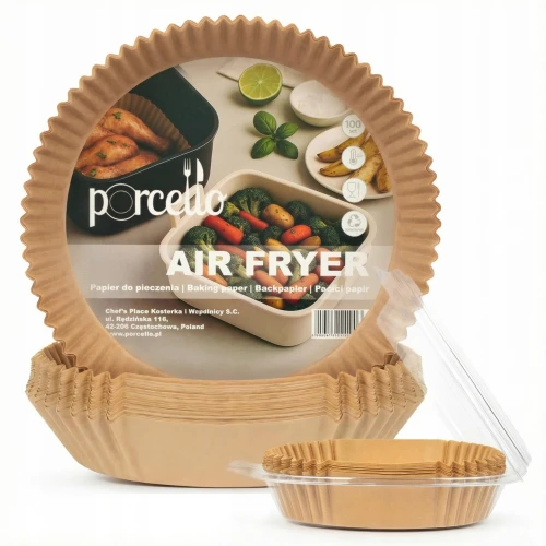 Okrągły papier do pieczenia w frytkownicy beztłuszczowej 24 cm, 100 szt. | Porcello Air Fryer