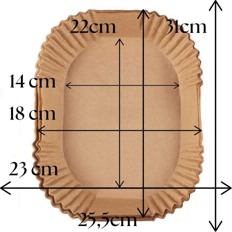 Prostokątny papier do pieczenia w frytkownicy beztłuszczowej 22x14 cm, 100 szt. | Porcello Air Fryer #3